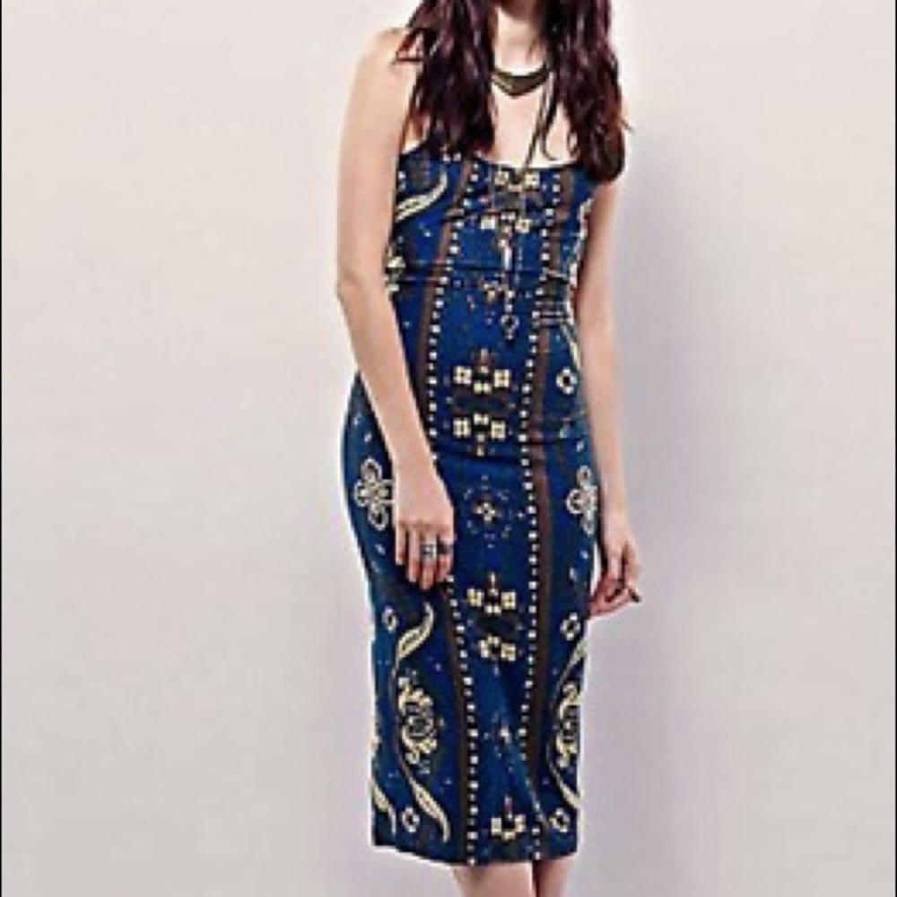 Novella Royale Midnight Navy/Gold Midi Dress